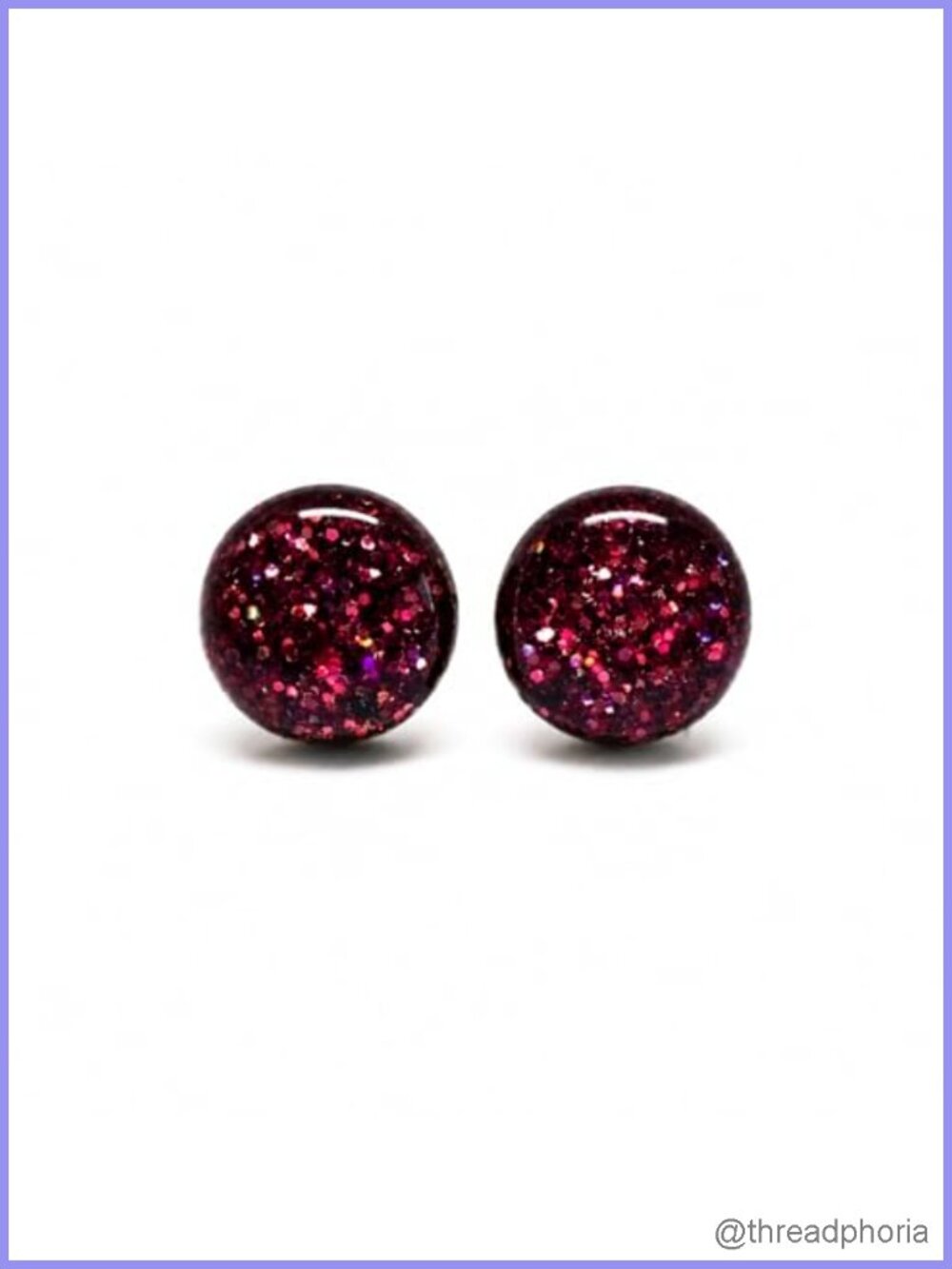 Stud Earrings Sparkle 10 mm Round Studs Handmade Stainless Steel Posts
